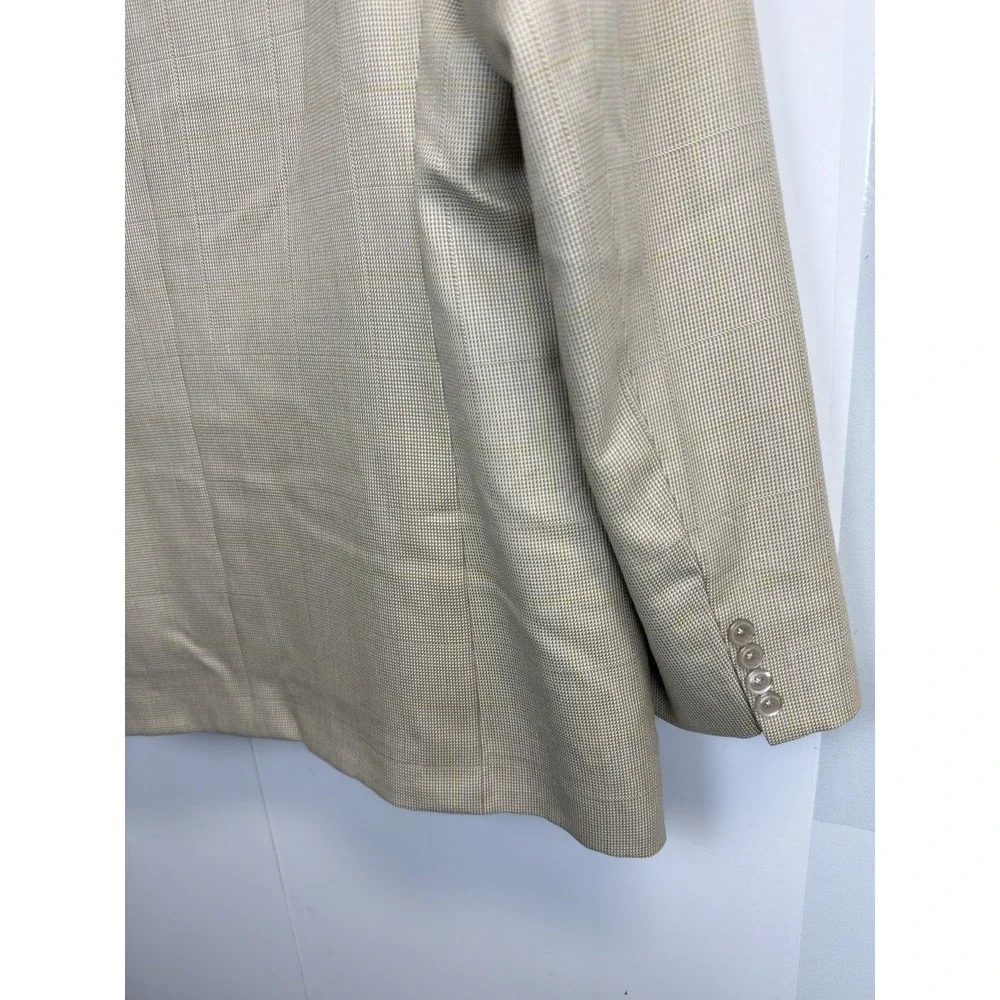 Boss Blazer Mens 44R Beige Windowpane Sport Coat Made In USA‎ One Button